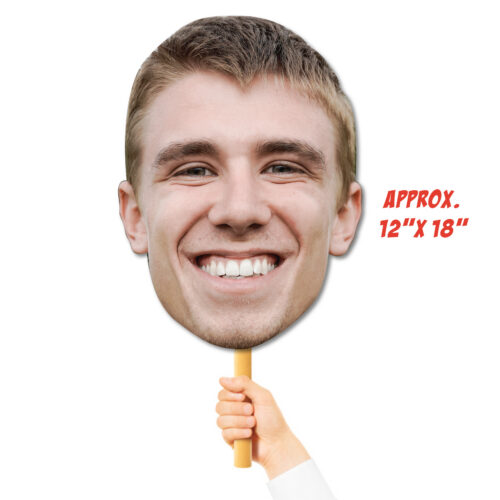Fan club big head, head cutout on a stick approx 12x18"