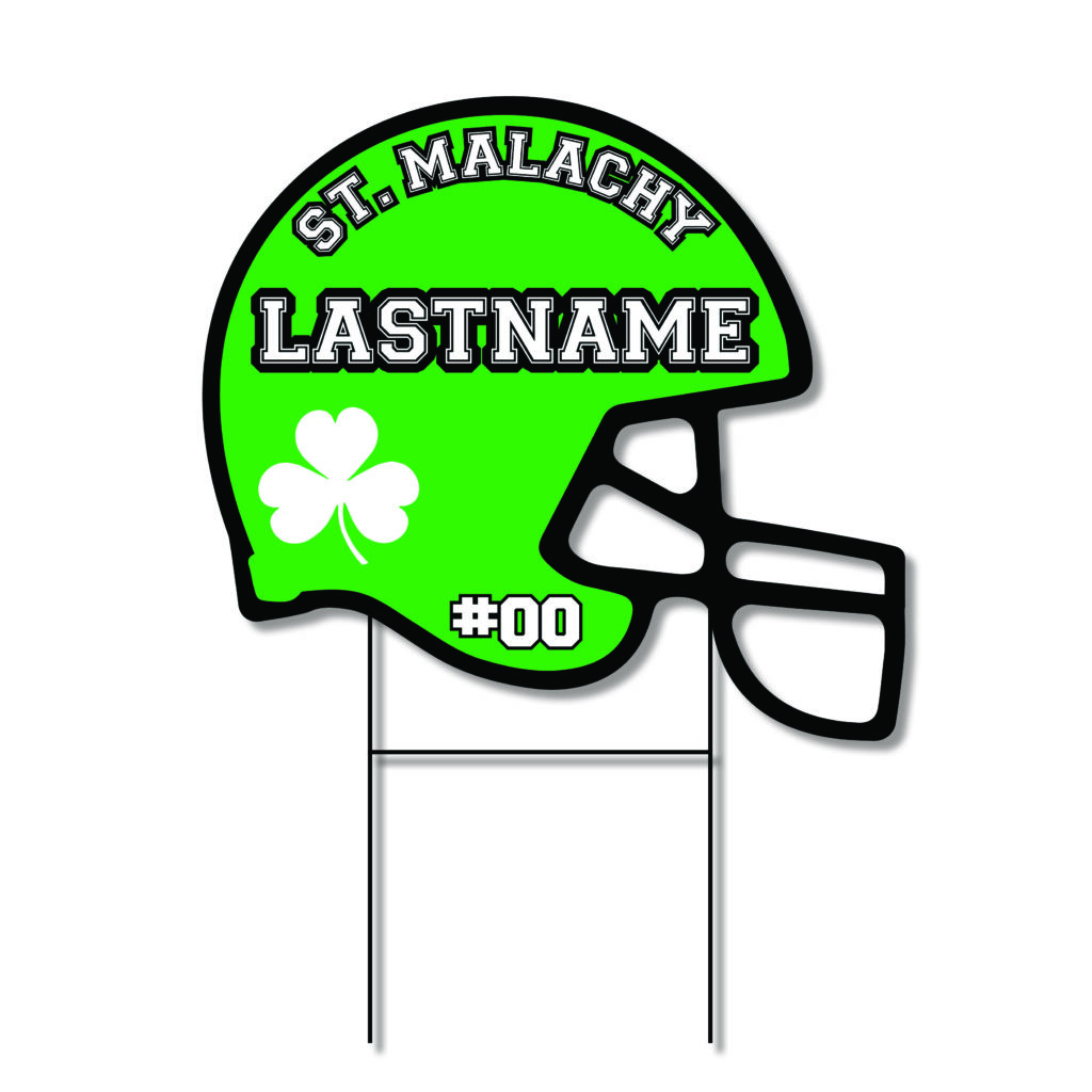St. Malachy Football Helmet Yard Sign School Spirit Place