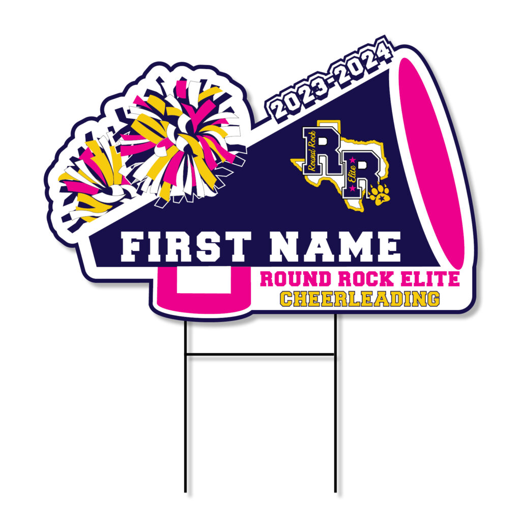 Round Rock Cheer Yard Sign School Spirit Place