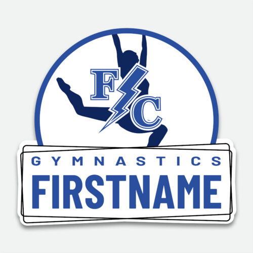 Franklin Central Gymnastics Decal design with space for a first name.