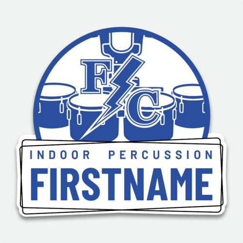 Franklin Central Indoor Percussion Decal design with space for a first name.