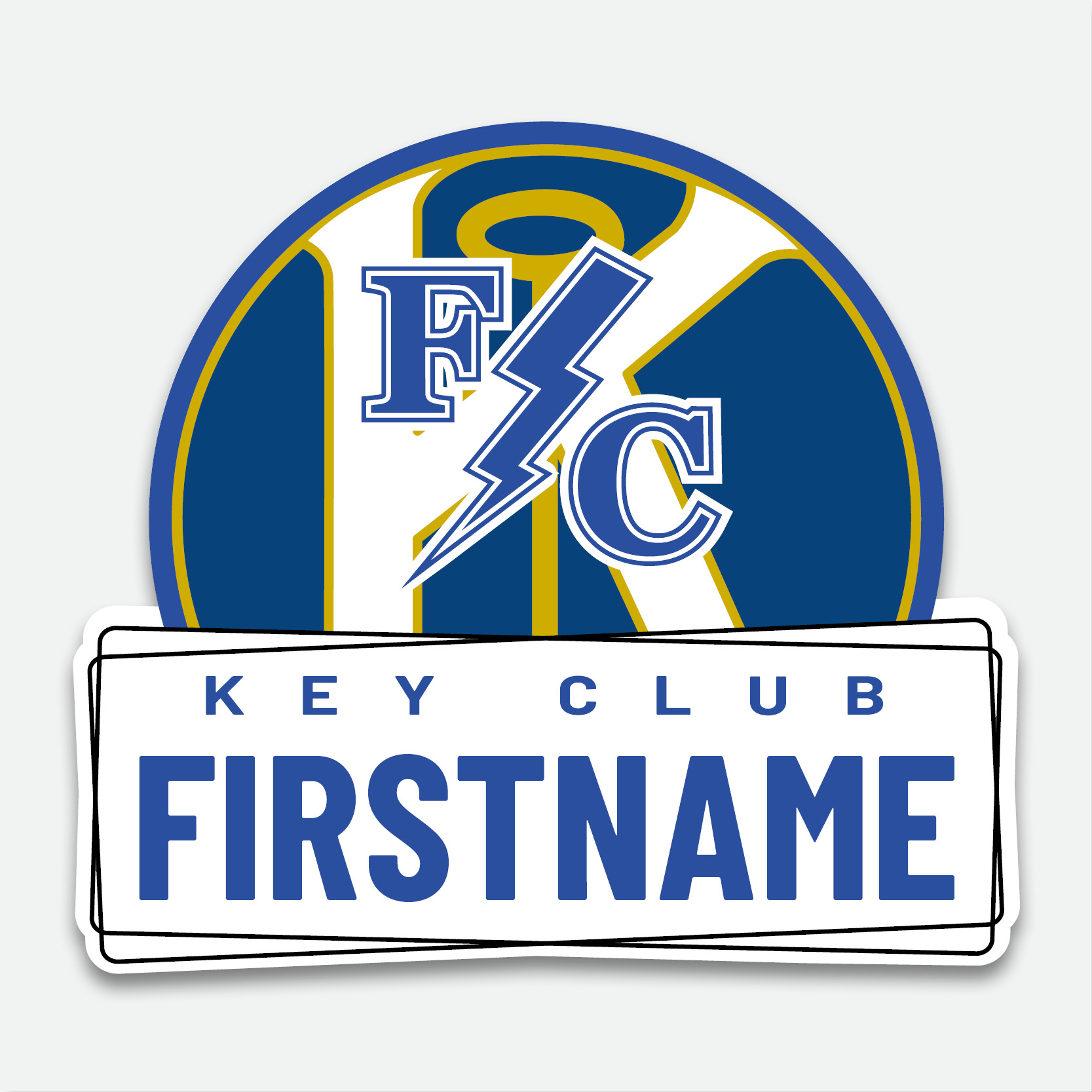 Franklin Central Key Club Decal design with space for a first name.