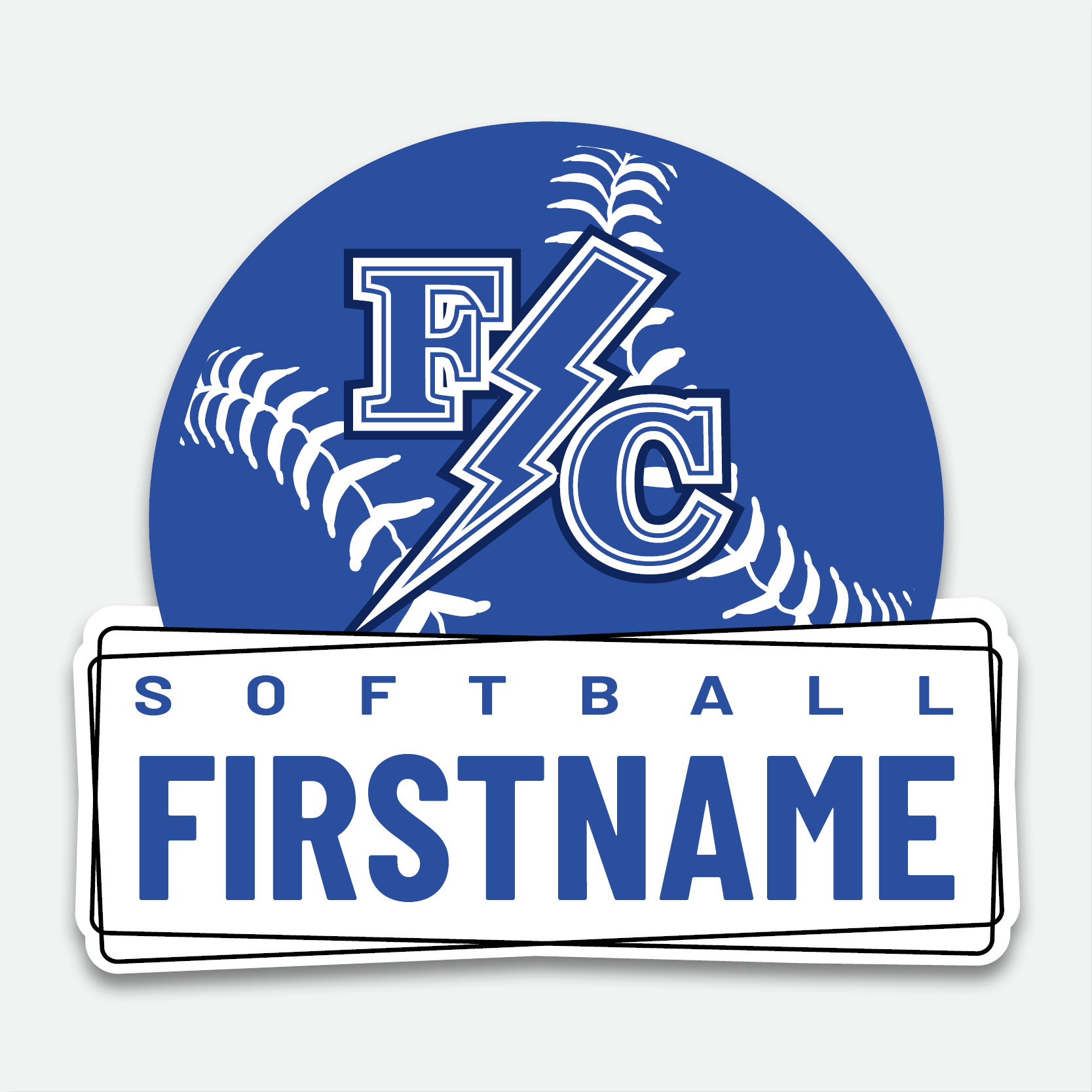 Franklin Central Softball Decal design with space for a first name.