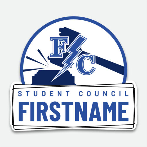 Franklin Central Student Council Decal design with space for a first name.