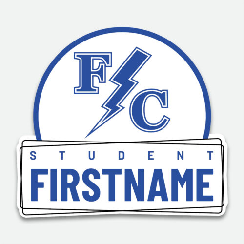 Franklin Central Student Decal design with space for a first name.
