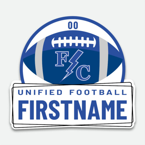 Franklin Central Unified Football Decal design with space for a first name and jersey number.