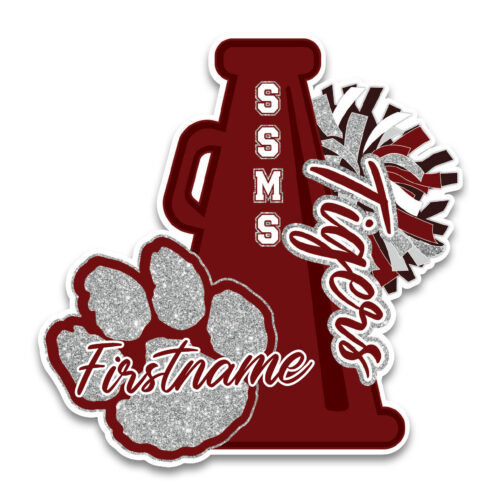 Sycamore Springs Middle School Cheer decal featuring SSMS cheer team school spirit design