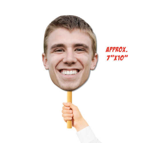 Economy big head on a stick, approximately 10"x7"
