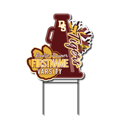 Varsity Rookie Trainer Dripping Springs Megaphone Cheer Yard Sign