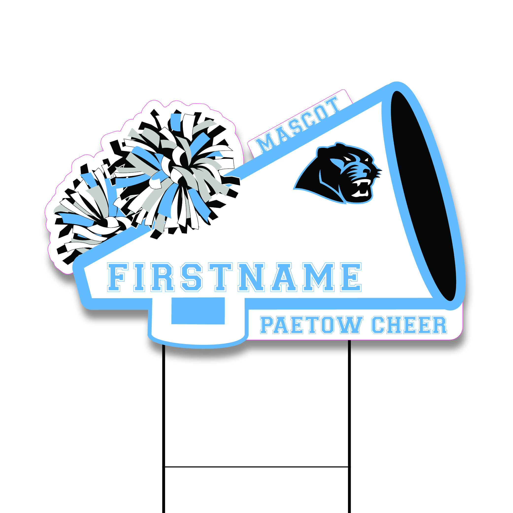 Paetow Cheer Mascot Megaphone Yard Sign