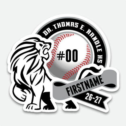 Personalized Thomas Randle High School Baseball decal with baseball graphic and student name.