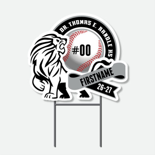 Personalized Thomas Randle High School Baseball yard sign with baseball graphic and student name.