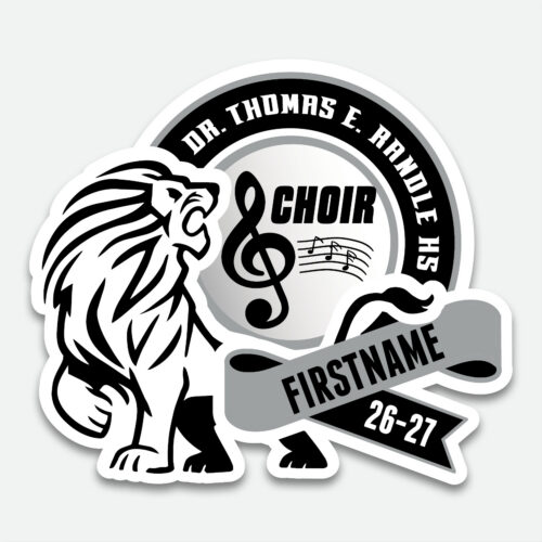 Personalized Thomas Randle High School Choir decal with choir graphic and student name.