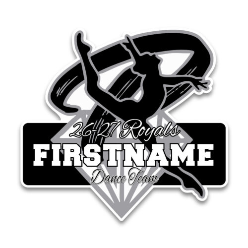 Personalized TRHS Dance Diamond decal featuring a dancer graphic, student name, and Dance Team text.