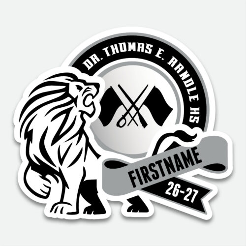Personalized Thomas Randle High School Drill Team decal with drill team graphic and student name.