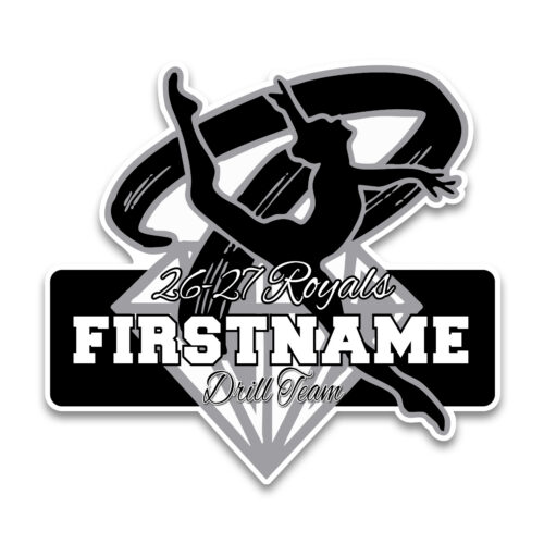 Personalized TRHS Drill Team Diamond decal featuring a dancer graphic, student name, and Drill Team text.