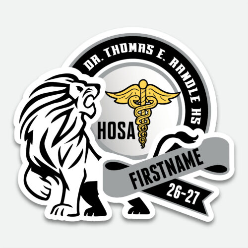 Personalized Thomas Randle High School HOSA decal with HOSA graphic and student name.