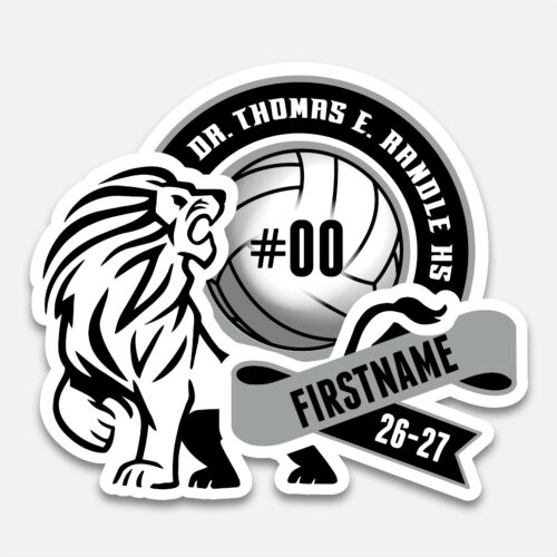 Personalized Thomas Randle High School Volleyball decal with volleyball graphic and student name.