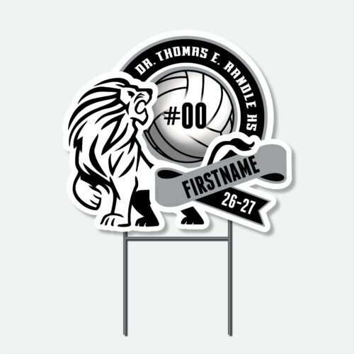 Personalized Thomas Randle High School Volleyball yard sign with volleyball graphic and student name.